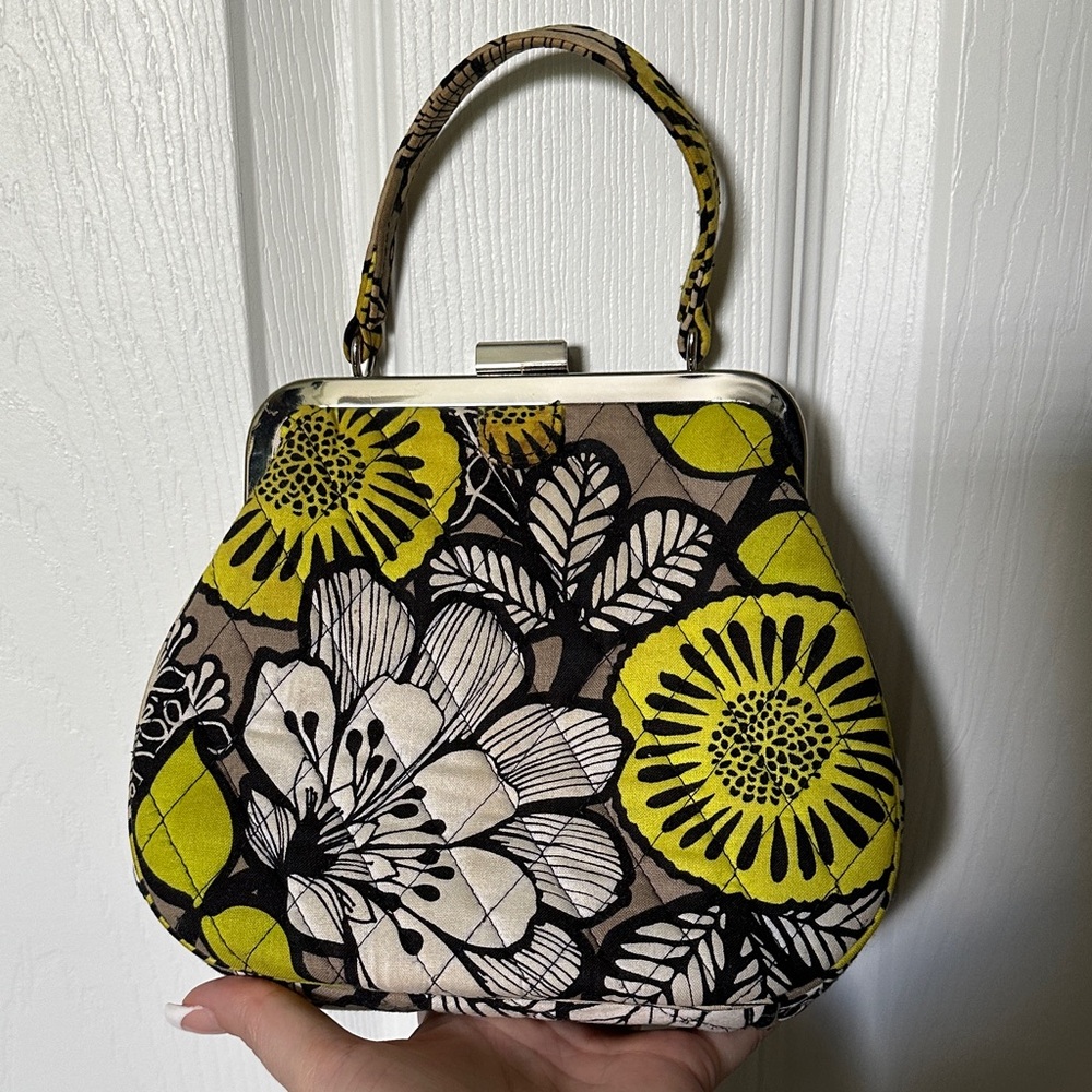 Vera Bradley Floral Frame Clutch in Black White and Yellow